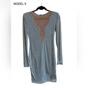 Elegant Blue Long Sleeve Dress